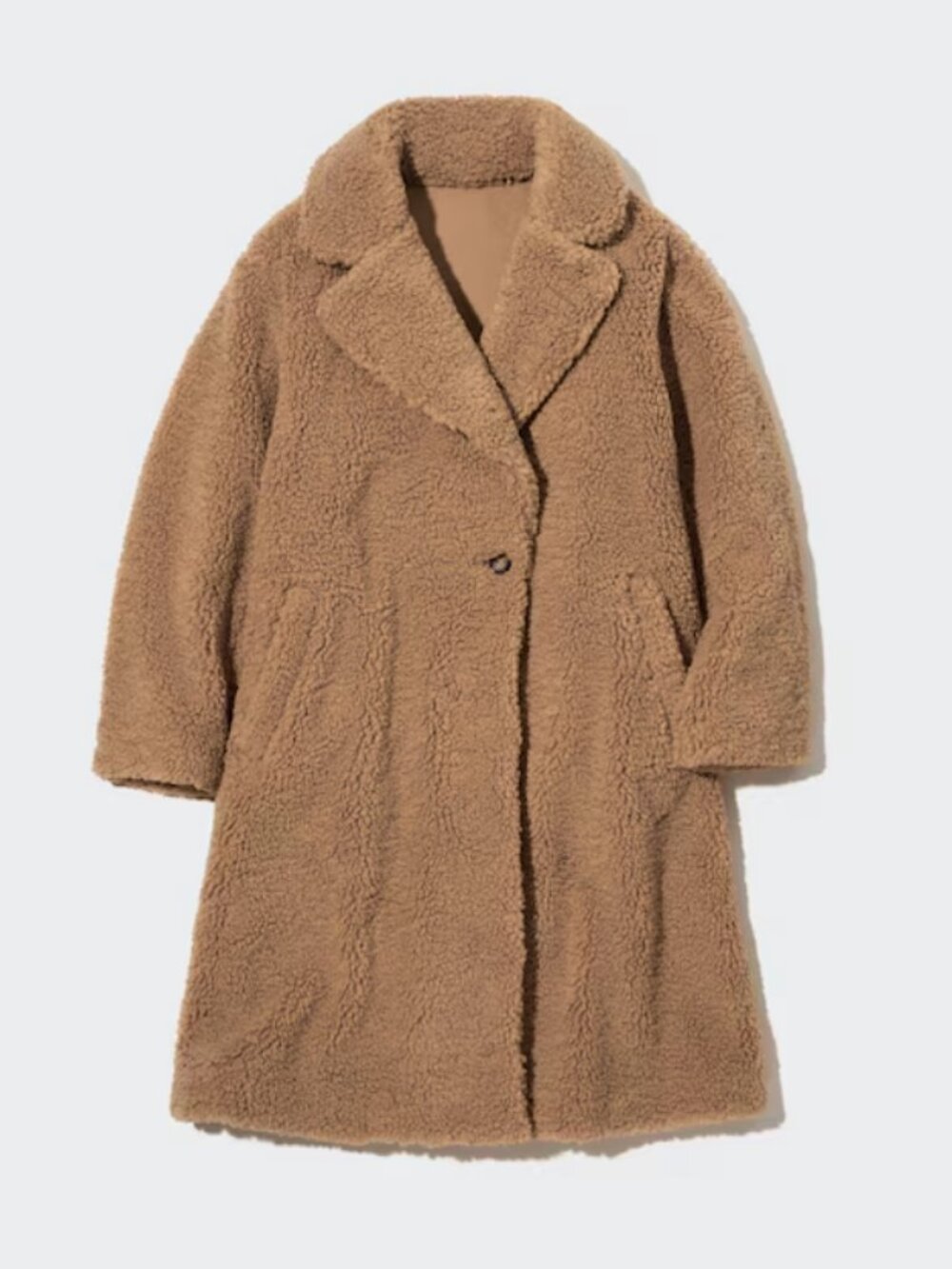UNIQLO Brown Windproof Teddy Fleece Tailored Coat